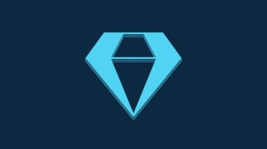 Blue Diamond icon isolated on blue background. Jewelry symbol. Gem stone. 4K Video motion graphic animation.
