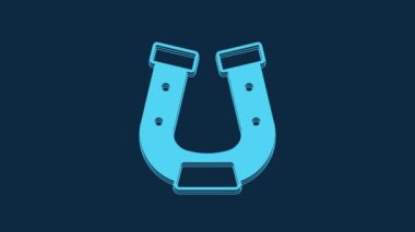 Blue Horseshoe icon isolated on blue background. 4K Video motion graphic animation.