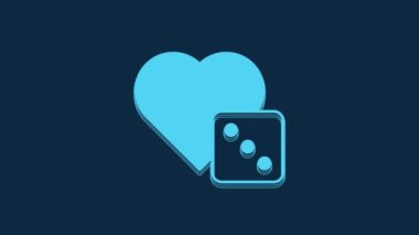 Blue Game dice icon isolated on blue background. Casino gambling. 4K Video motion graphic animation.