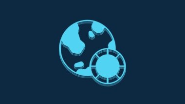 Blue Casino chips icon isolated on blue background. Casino gambling. 4K Video motion graphic animation.