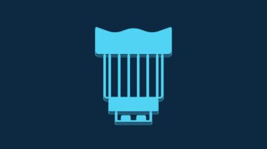 Mavi Kamera fotoğraf merceği simgesi mavi arkaplanda izole edildi. 4K Video hareketli grafik canlandırması.