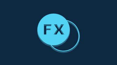 Mavi fotoğraf makinesi fx simgesi mavi arkaplanda izole edildi. Foto kamera. Dijital fotoğrafçılık. 4K Video hareketli grafik canlandırması.