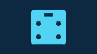 Mavi Akıllı banyo ölçekleri mavi arka planda izole edilmiş. Ağırlık ölçüm aletleri. İnternet kavramının kablosuz bağlantısı. 4K Video hareketli grafik canlandırması.