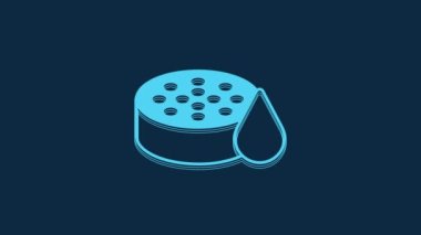Mavi Su algılayıcı simgesi mavi arkaplanda izole edildi. 4K Video hareketli grafik canlandırması.