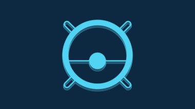 Blue Robot vacuum cleaner icon isolated on blue background. Home smart appliance for automatic vacuuming, digital device for house cleaning. 4K Video motion graphic animation.