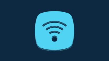 Blue Wi-Fi wireless internet network symbol icon isolated on blue background. 4K Video motion graphic animation.