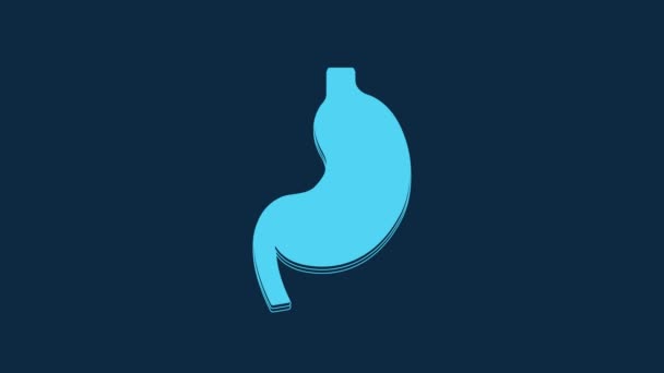 Ikona Modrého Lidského Žaludku Izolovaná Modrém Pozadí Grafická Animace Pohybu — Stock video