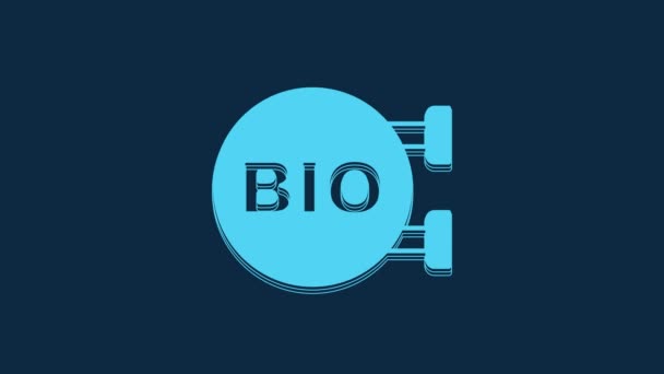 Blue Bio Icona Cibo Sano Verde Isolato Sfondo Blu Prodotto — Video Stock