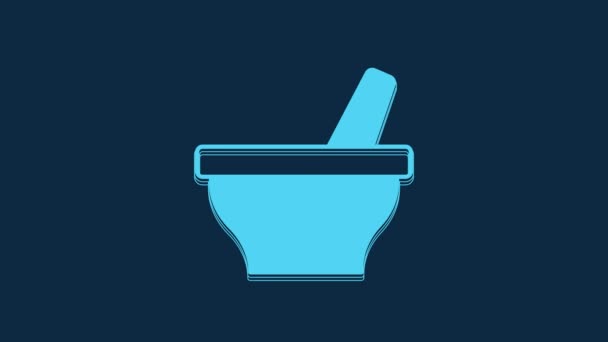Blue Mortar Pestle Icon Isolated Blue Background Video Motion Graphic — 비디오