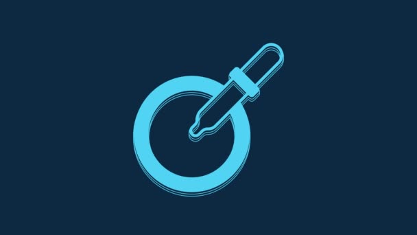 Blue Petri Dish Pipette Icon Isolated Blue Background Video Motion — Vídeo de stock