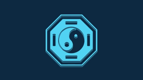 Blue Yin Yang Symbol Harmony Balance Icon Isolated Blue Background — Stockvideo