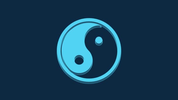 Blue Yin Yang Symbol Harmony Balance Icon Isolated Blue Background — Stockvideo