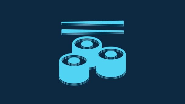 Blue Sushi Icon Isolated Blue Background Traditional Japanese Food Video — Stok video