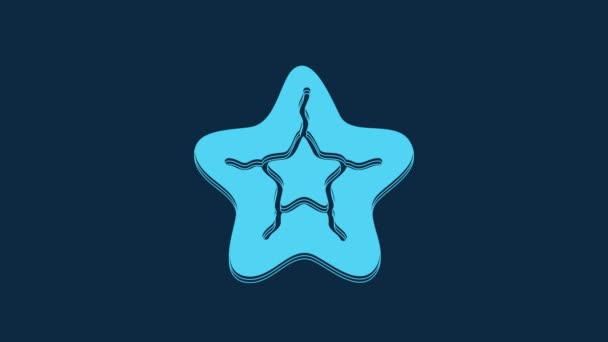 Blue Starfish Icon Isolated Blue Background Video Motion Graphic Animation — Stock video