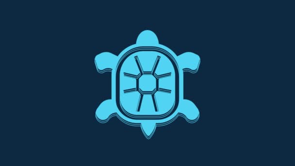 Blue Turtle Icon Isolated Blue Background Video Motion Graphic Animation — Vídeo de Stock