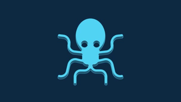 Blue Octopus Icon Isolated Blue Background Video Motion Graphic Animation — Vídeos de Stock