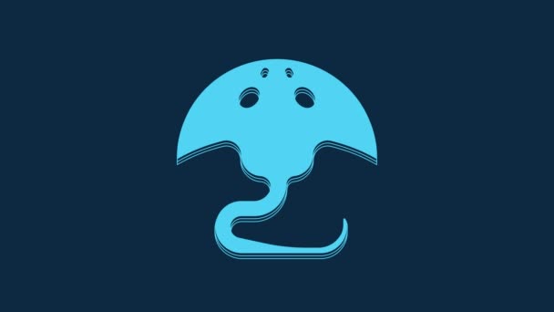 Icône Stingray Bleue Isolée Sur Fond Bleu Animation Graphique Mouvement — Video
