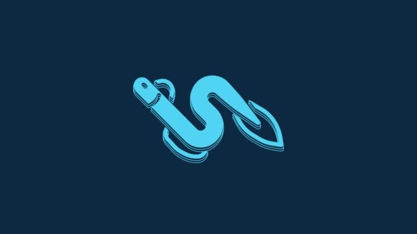 Icono Pez Anguila Azul Aislado Sobre Fondo Azul Animación Gráfica — Vídeos de Stock