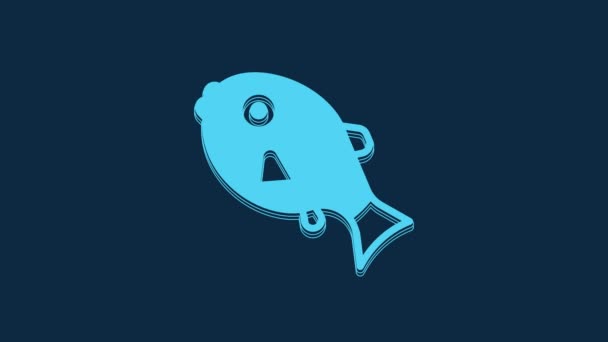 Иконка Голубой Рыбы Синем Фоне Экзотические Рыбы Видеографическая Анимация — стоковое видео