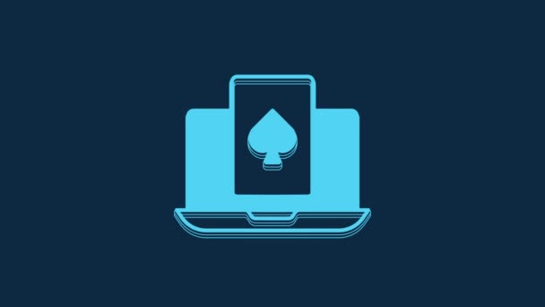 Blue Online Poker Table Game Icon Isolated Blue Background Online — Stockvideo