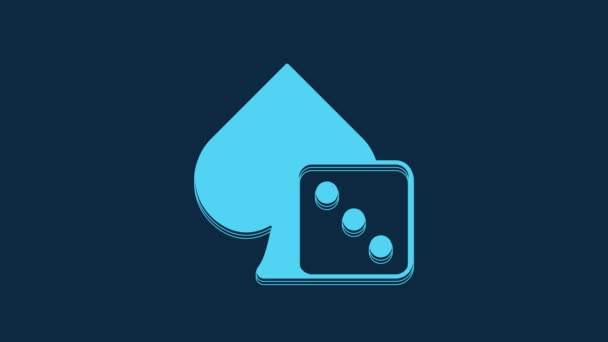 Blue Game Dice Icon Isolated Blue Background Casino Gambling Video — Αρχείο Βίντεο