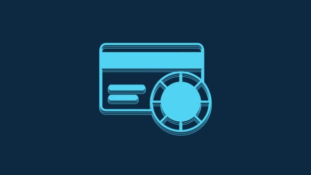 Blue Credit Card Icon Isolated Blue Background Online Payment Cash — Stock videók