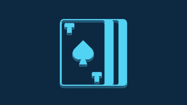 Blue Deck Playing Cards Icon Isolated Blue Background Casino Gambling — Stock video