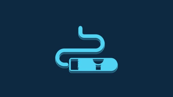 Icono Cigarro Azul Aislado Sobre Fondo Azul Animación Gráfica Vídeo — Vídeo de stock
