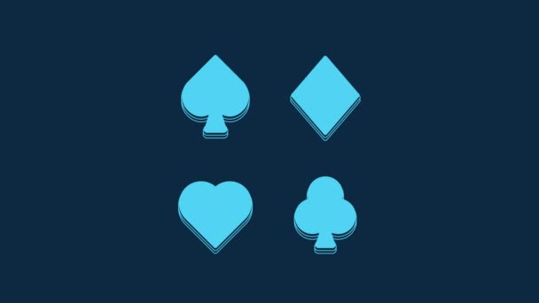 Blue Deck Playing Cards Icon Isolated Blue Background Casino Gambling — Αρχείο Βίντεο