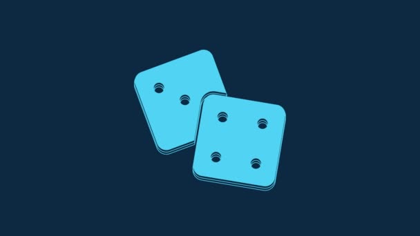 Blue Game Dice Icon Isolated Blue Background Casino Gambling Video — Stock Video