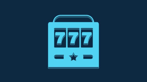 Blue Slot Machine Lucky Sevens Jackpot Icon Isolated Blue Background — Video