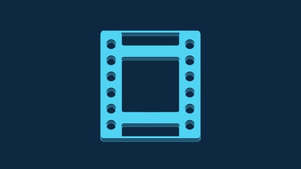 Blue Camera Vintage Film Roll Cartridge Icon Isolated Blue Background — Video Stock