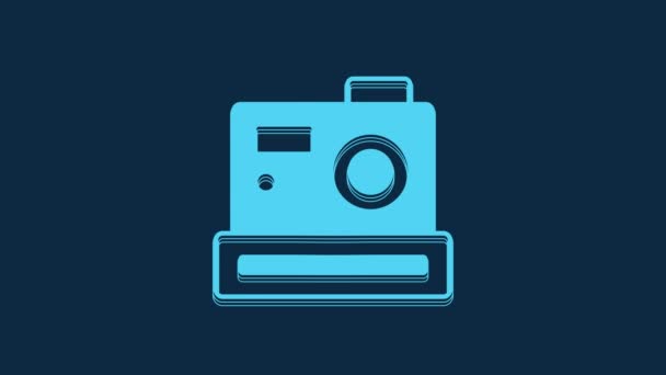 Blue Photo Camera Icon Isolated Blue Background Foto Camera Digital — Wideo stockowe