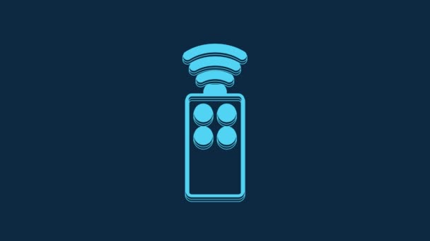 Синій Пульт Дистанційного Керування Піктограми Камери Ізольовано Синьому Фоні Допоміжний — стокове відео
