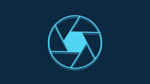 Ікона Затвора Blue Camera Ізольована Синьому Тлі Відеографічна Анімація — стокове відео
