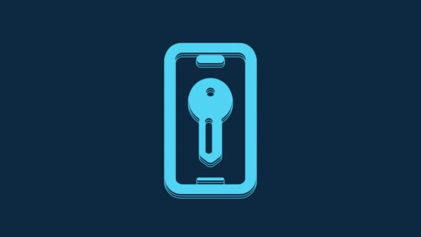 Blue Smart Key Icon Isolated Blue Background Video Motion Graphic — Video