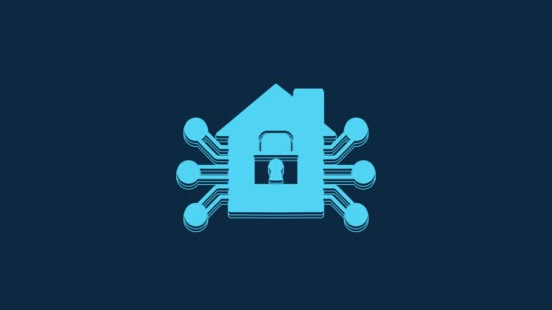 Blue Smart Home Icon Isolated Blue Background Remote Control Video — Wideo stockowe