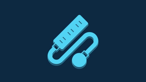 Blue Electric Extension Cord Icon Isolated Blue Background Power Plug — Wideo stockowe