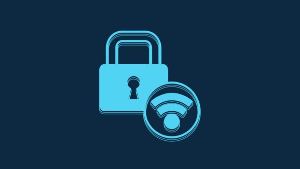Blue Digital Door Lock Wireless Technology Unlock Icon Isolated Blue — Video