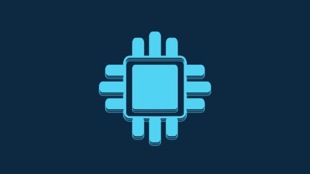 Blue Computer Processor Microcircuits Cpu Icon Isolated Blue Background Chip — Vídeos de Stock