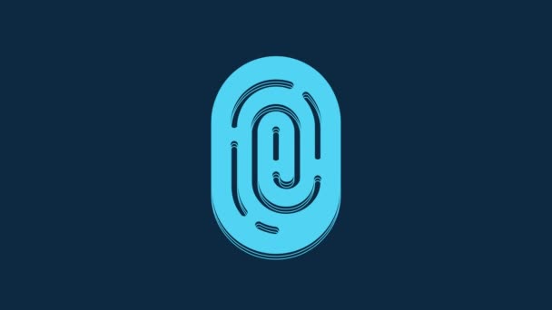 Blue Fingerprint Icon Isolated Blue Background App Icon Identification Sign — Stock videók