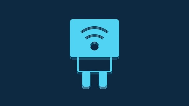Ikona Systemu Wtyczek Elektrycznych Blue Smart Izolowana Niebieskim Tle Internet — Wideo stockowe