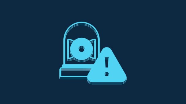 Blue Ringing Alarm Bell Icon Isolated Blue Background Alarm Symbol — Vídeo de stock