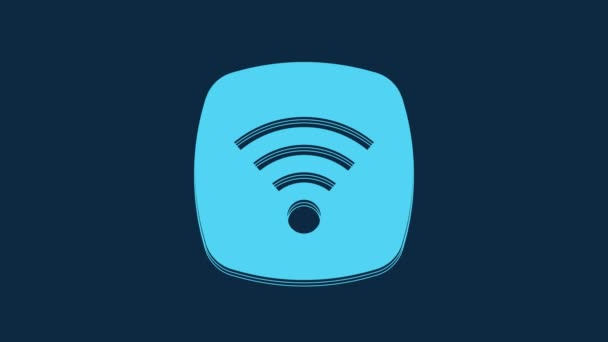Blue Wireless Internet Network Symbol Icon Isolated Blue Background Video — 图库视频影像