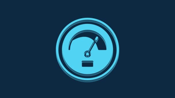 Blue Speedometer Icon Isolated Blue Background Video Motion Graphic Animation — Αρχείο Βίντεο