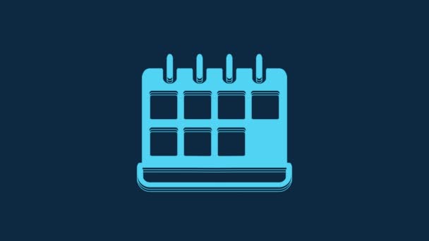 Blue Calendar Icon Isolated Blue Background Event Reminder Symbol Video — Vídeo de Stock