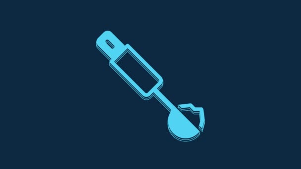Blue Measuring Spoon Icon Isolated Blue Background Video Motion Graphic — Vídeo de Stock