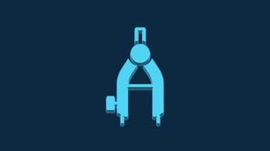 Blue Drawing compass icon isolated on blue background. Compasses sign. Drawing and educational tools. Geometric instrument. 4K Video motion graphic animation.