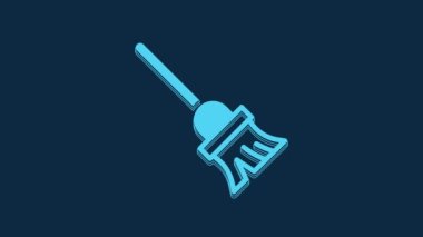 Blue Mop icon isolated on blue background. Cleaning service concept. 4K Video motion graphic animation.