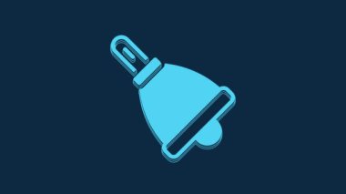 Blue Ringing bell icon isolated on blue background. Alarm symbol, service bell, handbell sign, notification symbol. 4K Video motion graphic animation.